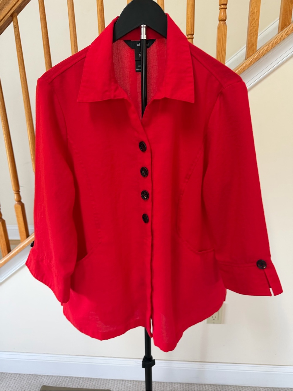 Ali Miles Red Button-Front Blazer Jacket